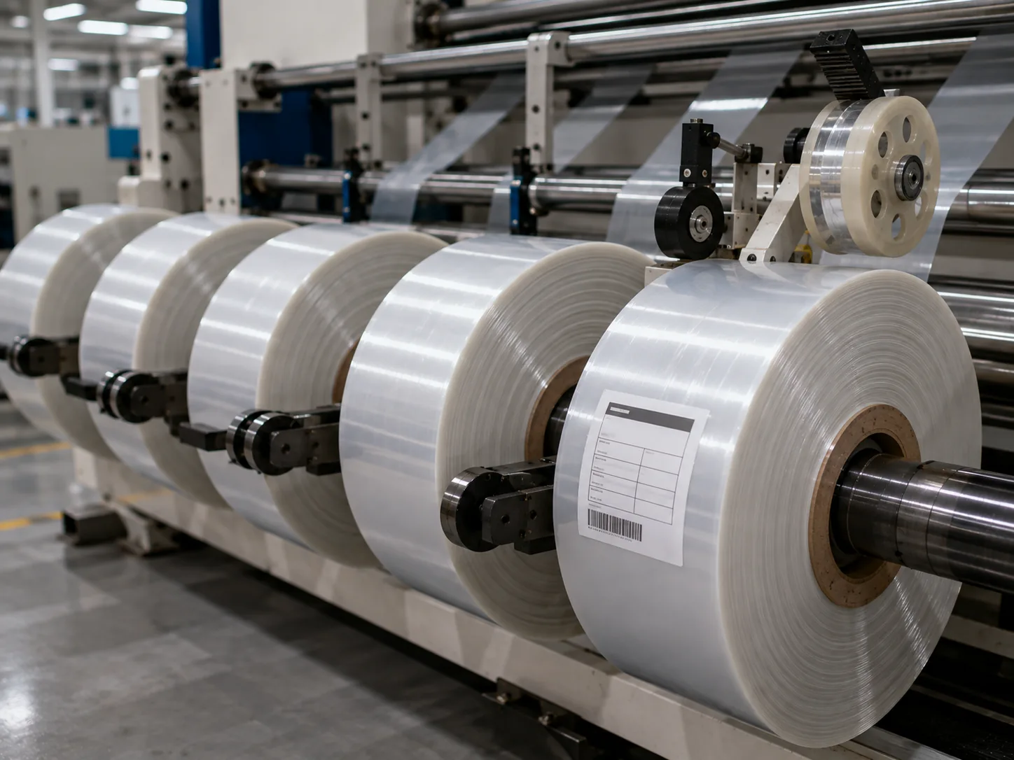 Rewinding and labelling of slit rolls