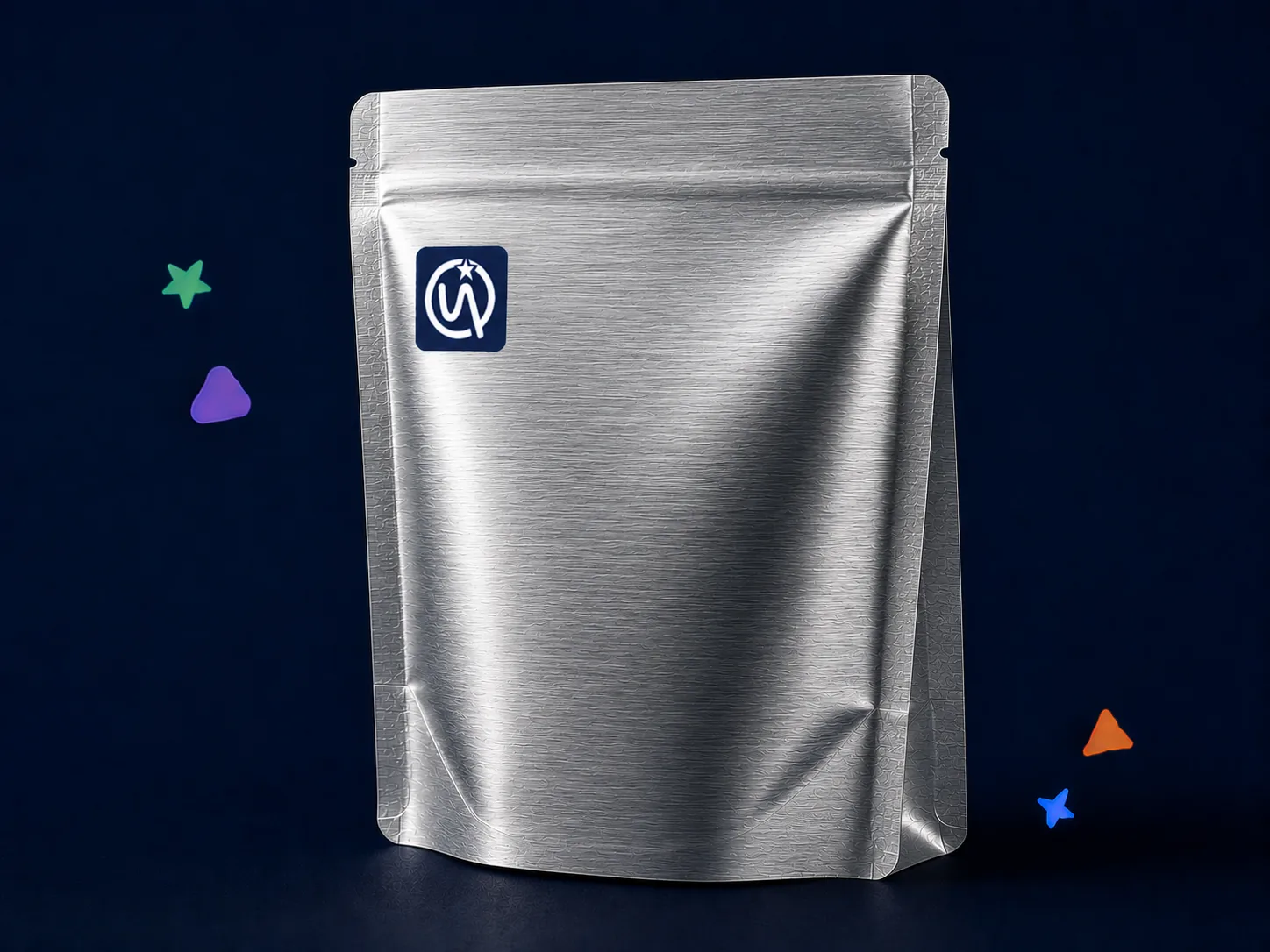 Mylar Bag — Metallized base film with brushed texture overlay