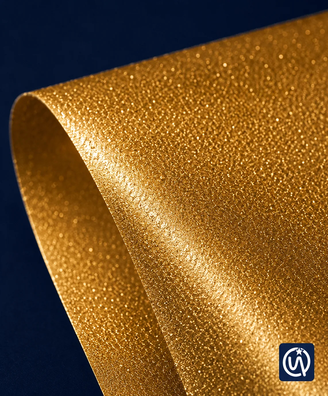 Close-up texture detail of gold sand surface finish on flexible packaging film