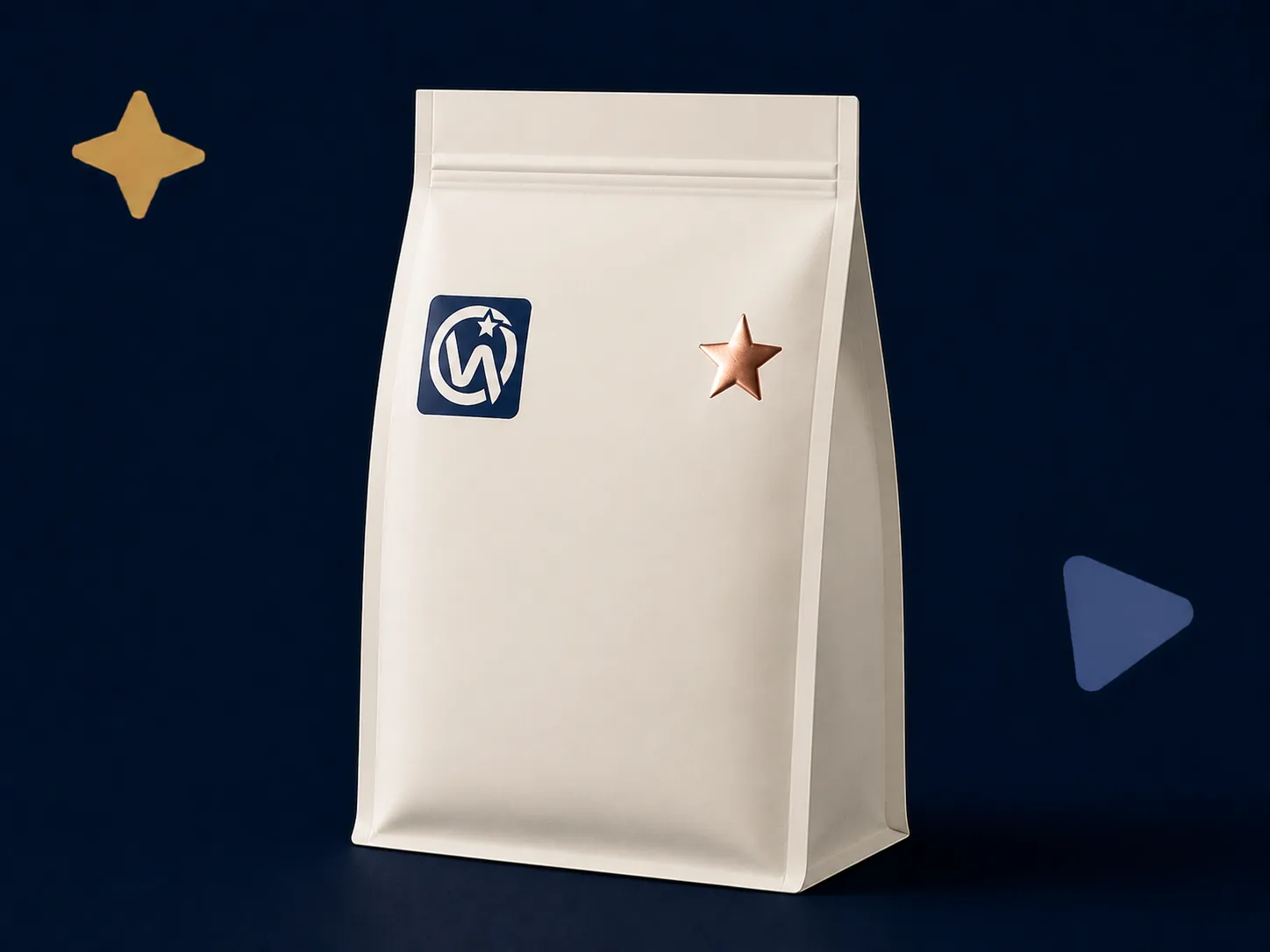 Flat Bottom Bag — Foil-stamped brand marks on flat bottom hygiene bags