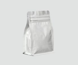 White Blank Foil Food Doy Pack Stand Up Pouch Bag Packaging, White Background. Mock Up, Mockup Template Ready For Your Design